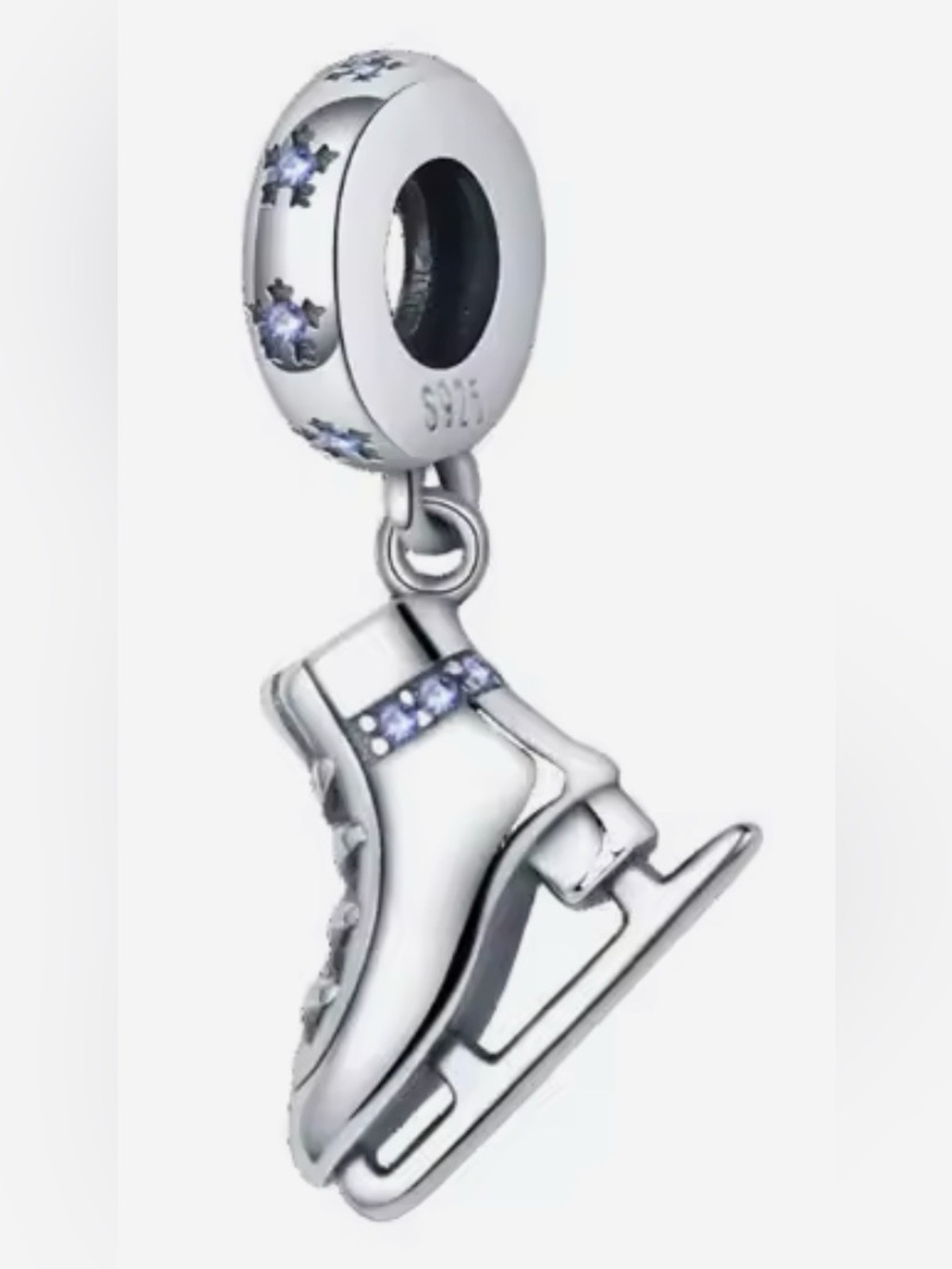 Silver & Purple Sparkle Ice Skate Dangle Charm